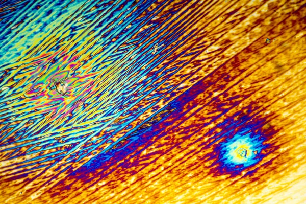 Microscopica Inquadratura Microcristalli Urea Luce Polarizzata — Foto Stock