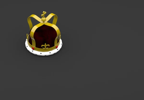 Rendering Golden King Crown Czerwonymi Żydami Plain Black Background — Zdjęcie stockowe