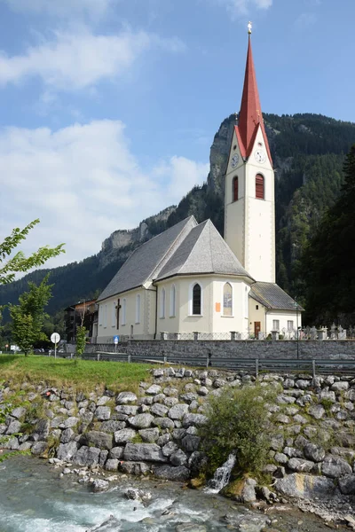 Templom Bregenzer Ach Bregenzerach Folyó Patak Bergbach Jelenlegi Vorarlberg Ausztria — Stock Fotó