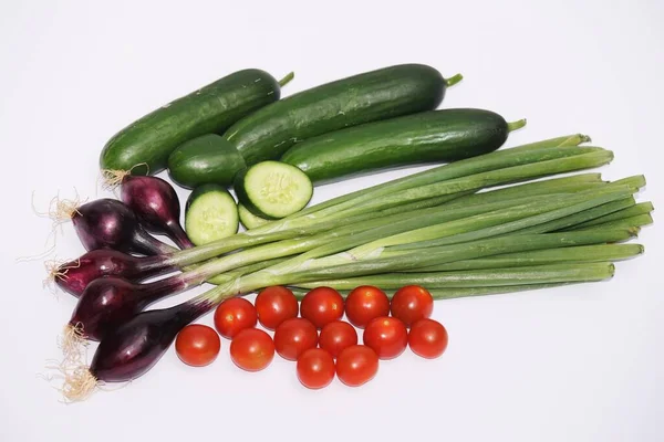 Färska Grönsaker Vit Bakgrund — Stockfoto