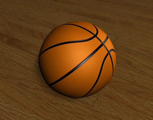 Μπάλα Μπάσκετ Στο Ξύλινο Πάτωμα — Φωτογραφία Αρχείου