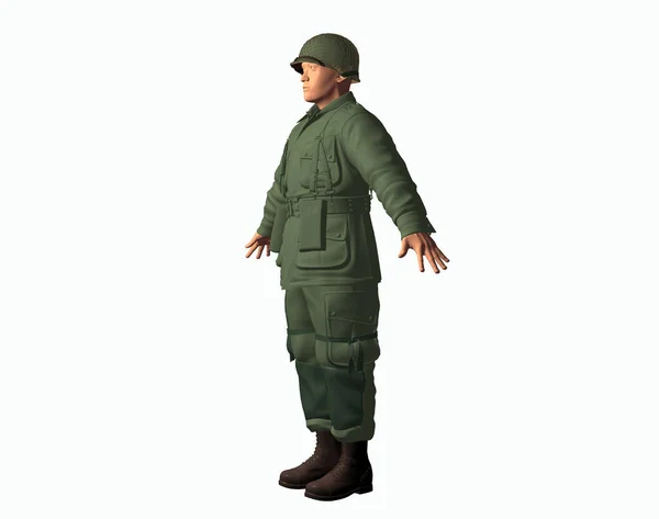 Voják Uniformě Ocelové Přilbě — Stock fotografie