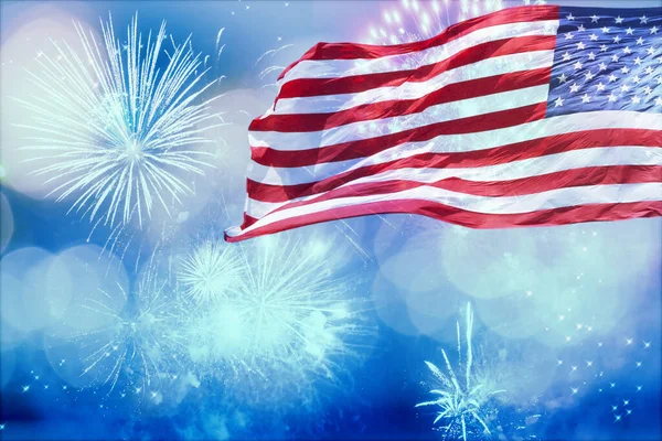 2008 United States Usa Flag Fireworks Background 4Th July — 스톡 사진