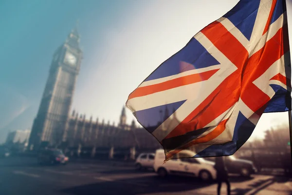 Brit Union Jack Zászló Big Ben Clock Tower Parlament Ház — Stock Fotó