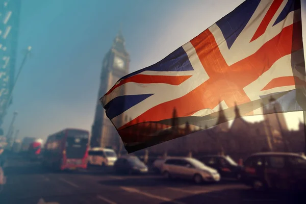 Brit Union Jack Zászló Big Ben Clock Tower Parlament Ház — Stock Fotó