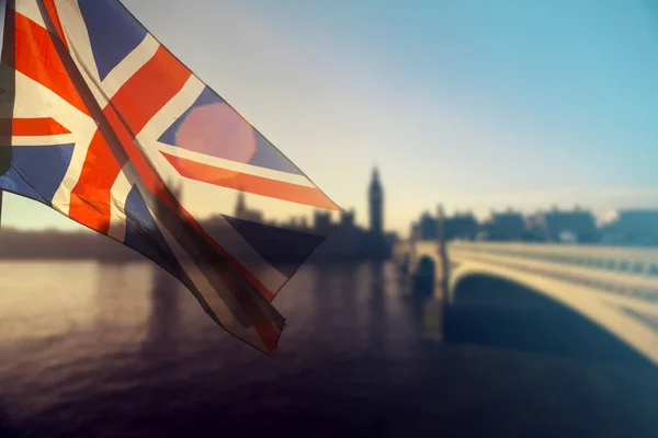 Brit Union Jack Zászló Big Ben Clock Tower Parlament Ház — Stock Fotó