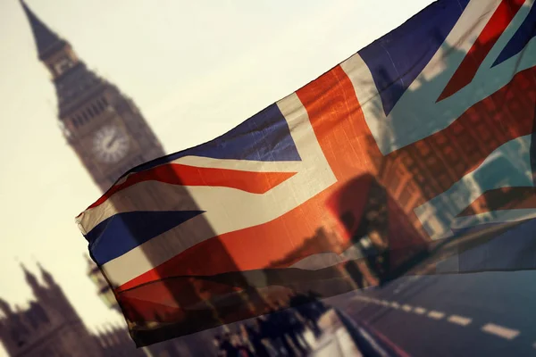 Brit Union Jack Zászló Big Ben Clock Tower Parlament Ház — Stock Fotó