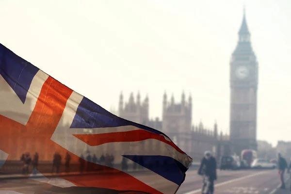 Brit Union Jack Zászló Big Ben Clock Tower Parlament Ház — Stock Fotó