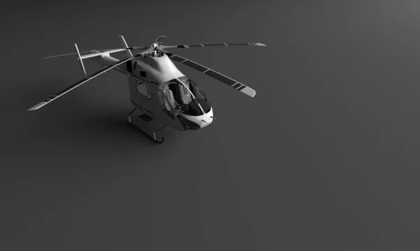 Obnovení Helikoptru Black Plain Background — Stock fotografie