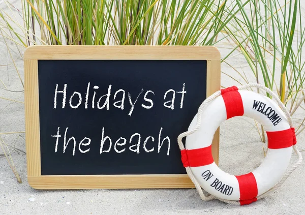 Vacaciones Playa Bienvenidos Bordo — Foto de Stock