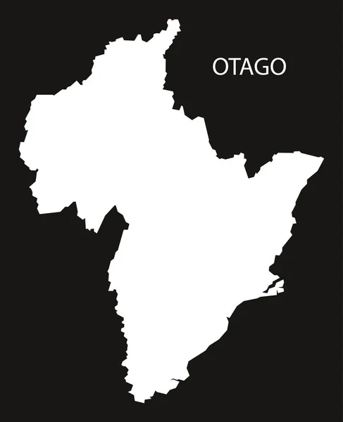 Otago Neuseeland Karte Schwarz Umgekehrte Silhouette Illustration — Stockfoto