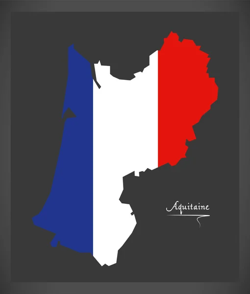 Carte Aquitaine Avec Illustration Drapeau National Français — Photo