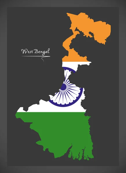 Δυτικός Χάρτης Της Βεγγάλης Απεικόνιση Ινδικής Εθνικής Σημαίας — Φωτογραφία Αρχείου