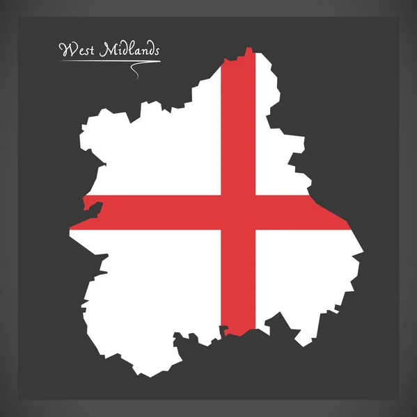 Carte Des West Midlands Avec Illustration Drapeau Angleterre — Photo