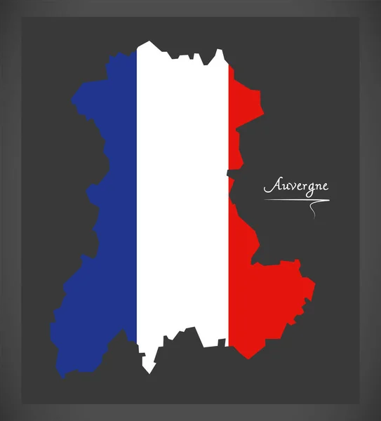 フランス国旗イラスト付きオーヴェルニュ地図 — ストック写真