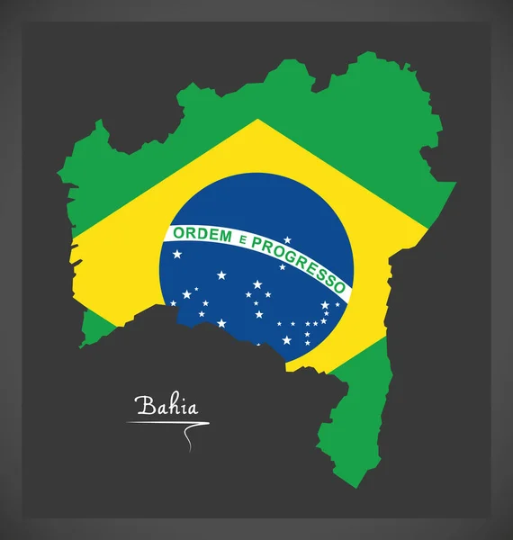 Mapa Bahia Com Ilustração Bandeira Nacional Brasil — Fotografia de Stock