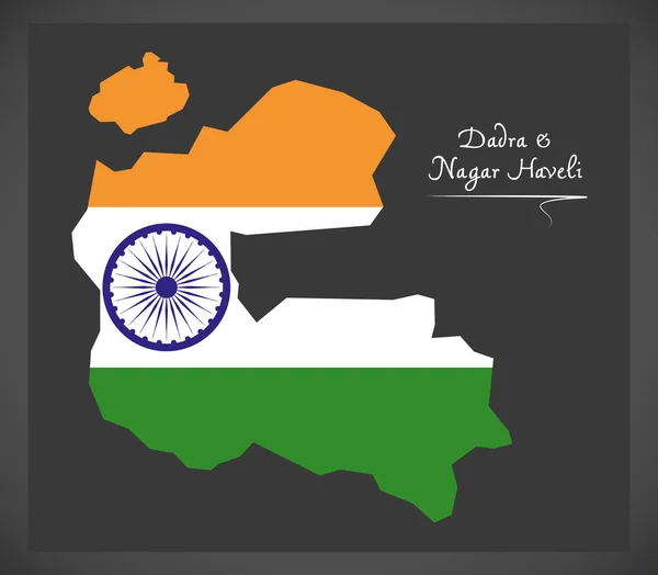 Dadra Und Nagar Haveli Karte Mit Abbildung Der Indischen Nationalflagge — Stockfoto