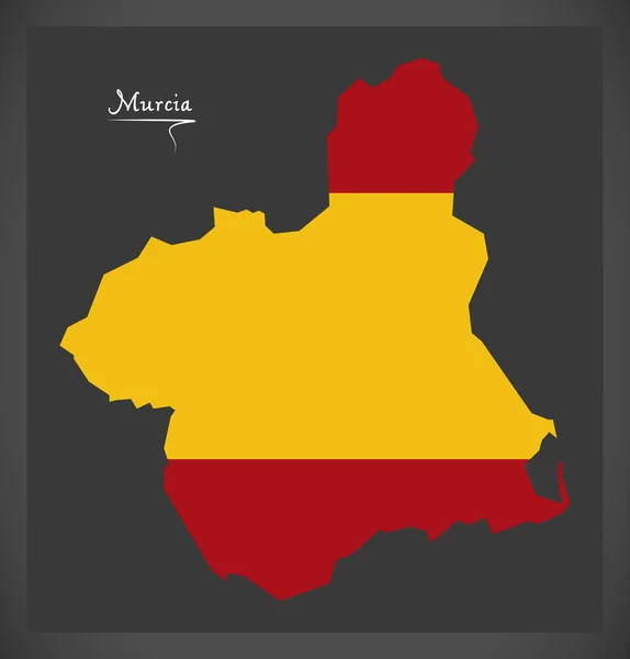 スペインの国旗のイラストがムルシア地図 — ストック写真