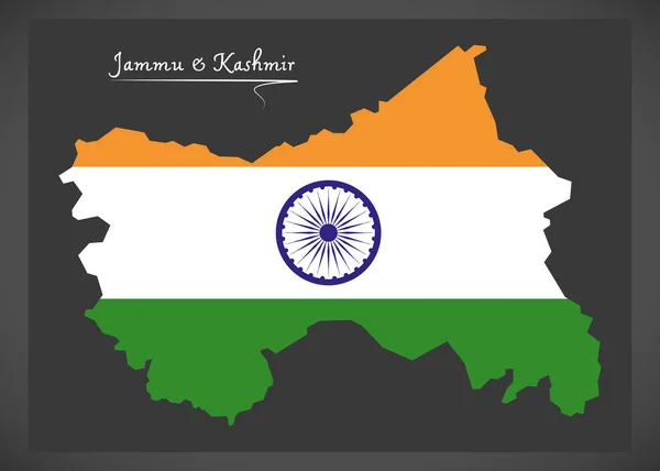 Jammu Και Κασμίρ Χάρτη Την Ινδική Εθνική Σημαία Εικονογράφηση — Φωτογραφία Αρχείου