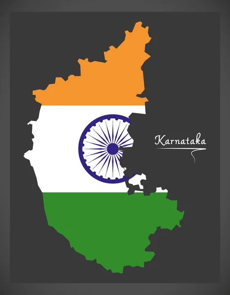 Hindistan Ulusal Bayrak Illüstrasyonlu Karnataka Haritası — Stok fotoğraf