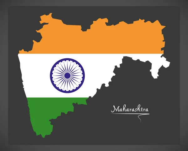 Mapa Maharashtra Com Ilustração Bandeira Nacional Índia — Fotografia de Stock