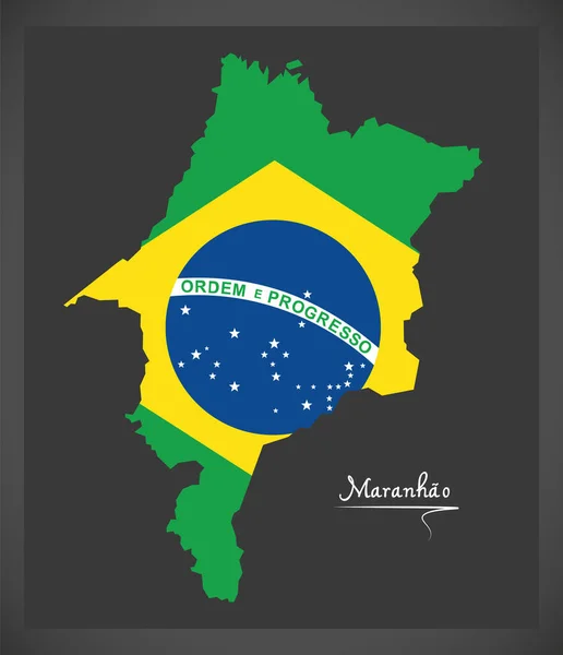 ブラジル国旗イラストのマラナオ地図 — ストック写真