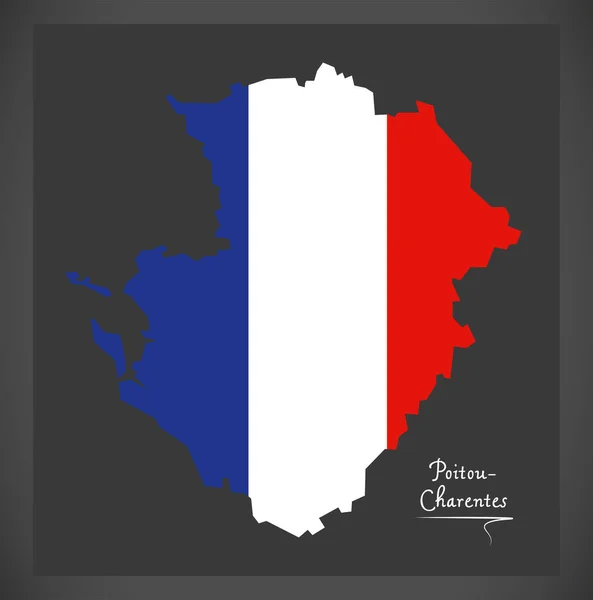 Poitou Charentes Kaart Met Illustratie Van Franse Nationale Vlag — Stockfoto