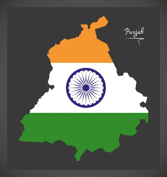Punjab Χάρτη Ινδική Εθνική Σημαία Εικονογράφηση — Φωτογραφία Αρχείου