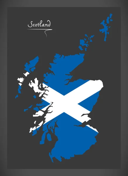 Escocia Mapa Con Bandera Nacional Escocesa Ilustración — Foto de Stock