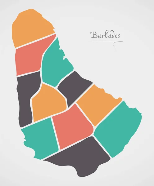 バルバドス州と現代的な円形の地図 — ストック写真