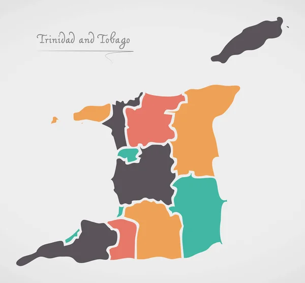Trynidad Tobago Mapa Stanami Nowoczesnymi Okrągłymi Kształtami — Zdjęcie stockowe