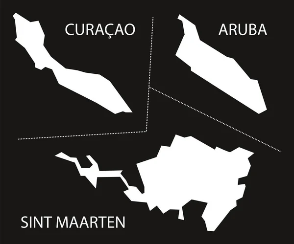 Curaçao Aruba Sint Maarten Nederland Kaart Zwart Omgekeerde Silhouet Illustratie — Stockfoto