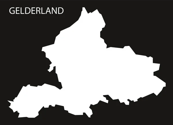 Gelderland Niederlande Karte Schwarz Invertiert Silhouette Abbildung — Stockfoto