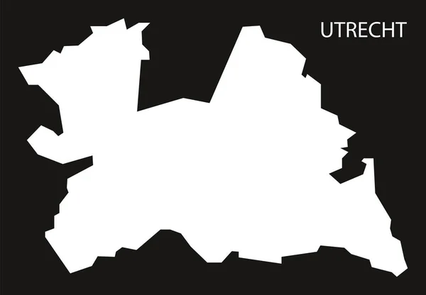 Utrecht Países Bajos Mapa Negro Silueta Invertida Ilustración —  Fotos de Stock