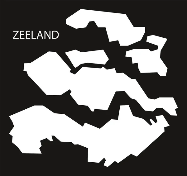 Zeeland Países Bajos Mapa Negro Silueta Invertida Ilustración —  Fotos de Stock