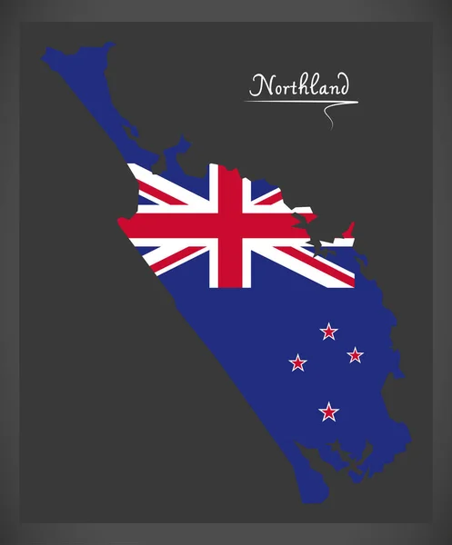 Northland Yeni Zelanda Harita Ulusal Bayrak Çizim Ile — Stok fotoğraf