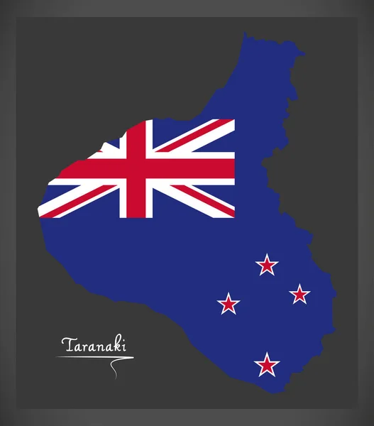 Taranaki New Zealand Kaart Met Illustratie Van Nationale Vlag — Stockfoto