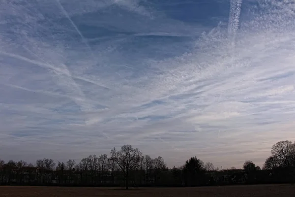 Abstrait Chemtrails Lignes Dans Ciel Chemtrails Théorie Complot — Photo