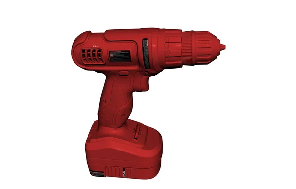 Red Cordless Screwdriver Background Close — Stock Photo, Image