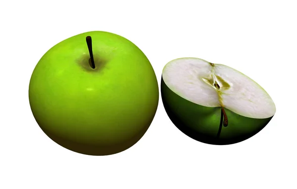 Groene Appel Gesneden Vrijgegeven — Stockfoto