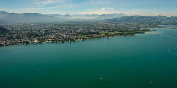 Panorama Bodensee Bregenz Dornbirn Und Die Alpen Sommer — Stockfoto