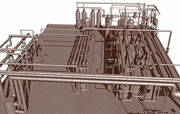 Хімічний Завод Трубопроводами — стокове фото