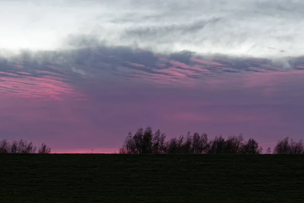 Abendrot Über Dem Deich — Stockfoto