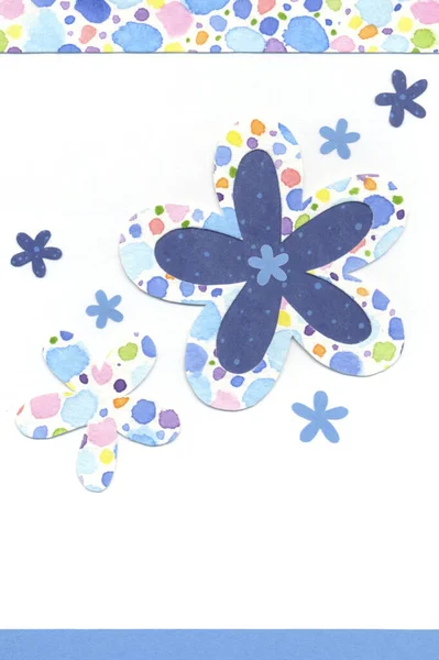 Birthday Card Blue Flowers — Stock Photo, Image