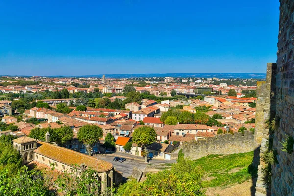 Vista Los Tejados Ciudad Carcassonne Desde Histórica Fortaleza —  Fotos de Stock