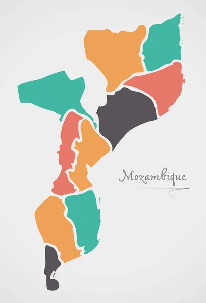 Карта Мозамбика Государствами Современными Круглыми Столами — стоковое фото