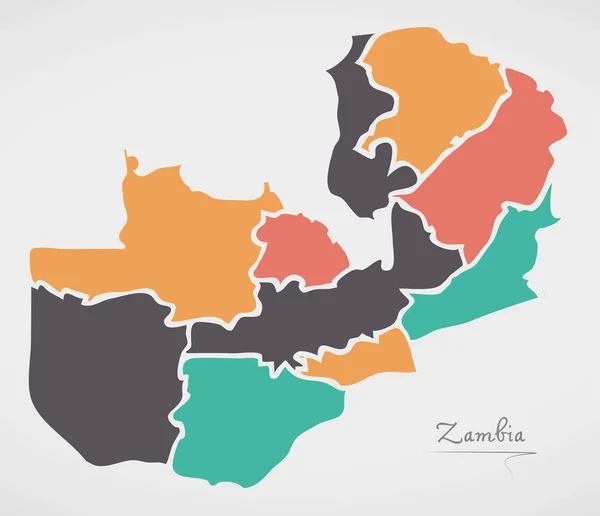 Sambia Karte Mit Staaten Und Modernen Runden Formen — Stockfoto