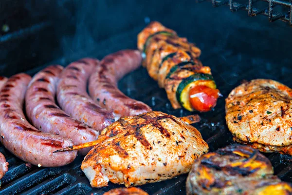 Verschillende Vlees Worst Gas Barbecue — Stockfoto