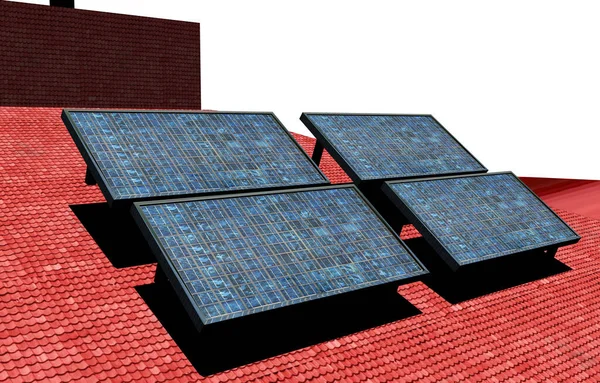 Paneles Solares Suelo Techo —  Fotos de Stock