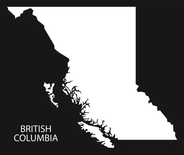 Британская Колумбия Канада Карта Черного Инвертированного Силуэта — стоковое фото